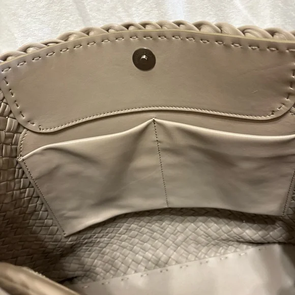 Falor Italian Leather Woven Taupe Hobo Bag - Picture 11 of 11